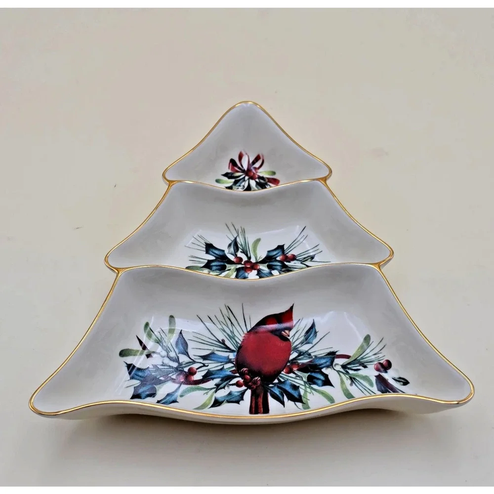 Lenox Winter Greetings Christmas Tree Divided Serving Dish 10